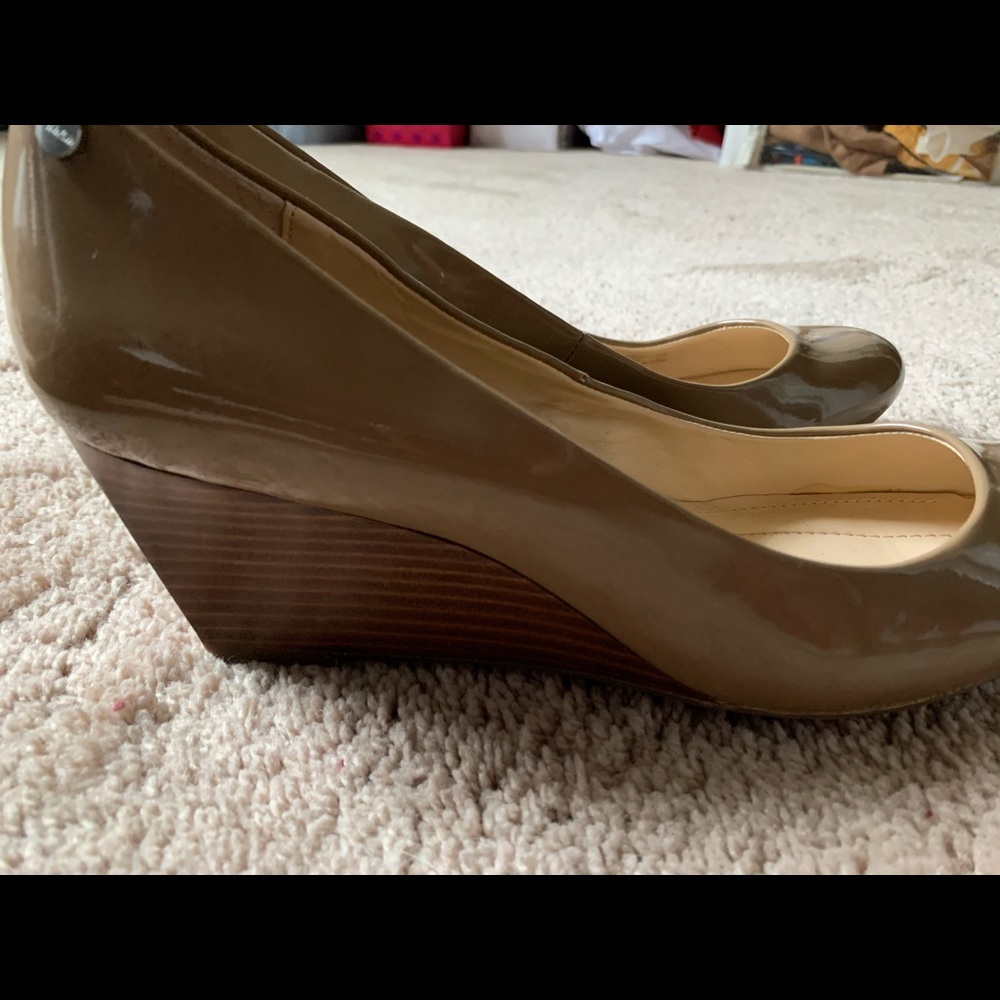 Calvin Klein Nude Patent Wedges